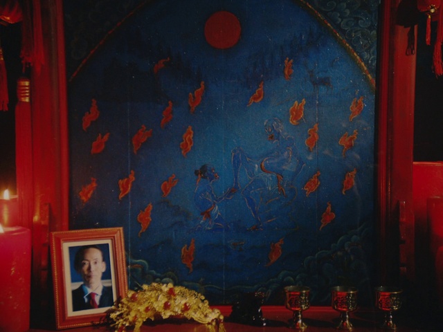 Video Reference: Red, Theatrical scenery, Blue, Theatre, Stage, Art, Textile, Visual arts, heater, Modern art, Person