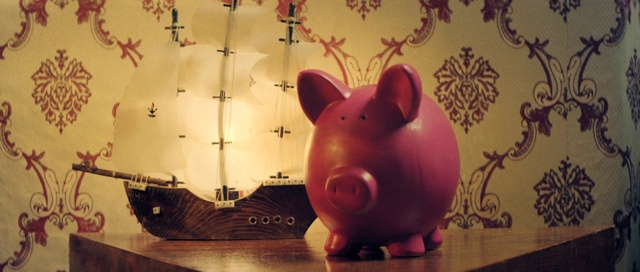 Video Reference: Domestic pig, Piggy bank, Pink, Saving, Suidae, Snout, Interior design, Money handling, Animation, Fawn