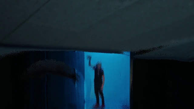 Video Reference: Blue, Light, Water, Darkness, Architecture, Room, Night, Photography, Electric blue, Man, Dark, Standing, Aquarium, Reef, Swimming, Fish, Marine mammal