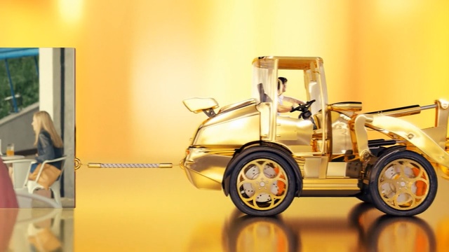 Video Reference: Motor vehicle, Vehicle, Automotive design, Product, Yellow, Car, Model car, Transport, Mode of transport, Rim