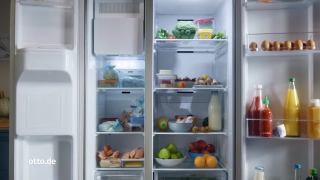 Video Reference: Refrigerator, Major appliance, Home appliance, Kitchen appliance, Freezer, Room, Shelf, Furniture, Frozen food