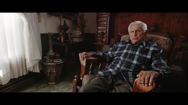 Video Reference: sitting, screenshot, darkness, string instrument, facial hair, musical instrument, midnight, Person