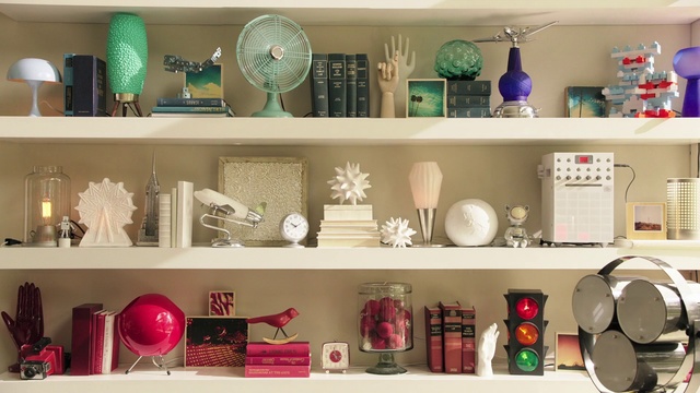 Video Reference: Shelf, Shelving, Furniture, Room, Interior design, Cupboard, Cabinetry, Hutch, Collection, Mason jar, Person