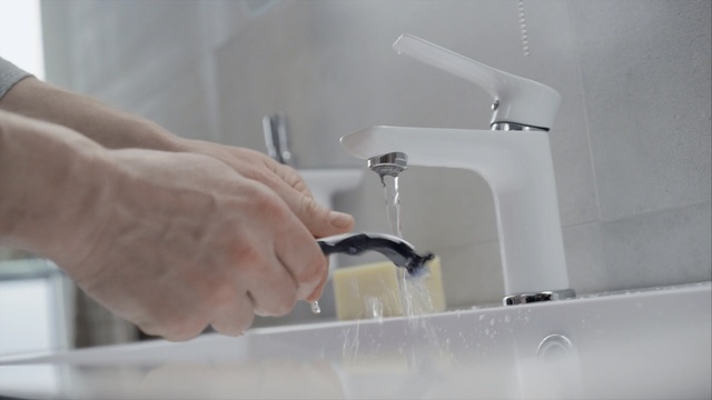 Video Reference: Tap, Sink, Hand, Plumbing fixture, Washing, Tile, Plumbing, Bathroom, Fluid