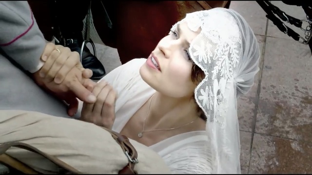 Video Reference: Bridal accessory, Wedding dress, Veil, Bridal clothing, Bride, Bridal veil, Dress, Fashion accessory, Headpiece, Gown, Person