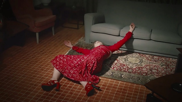 Video Reference: Red, Floor, Flooring, Leg, Room, Fun, Textile, Flesh, Chair, Dress
