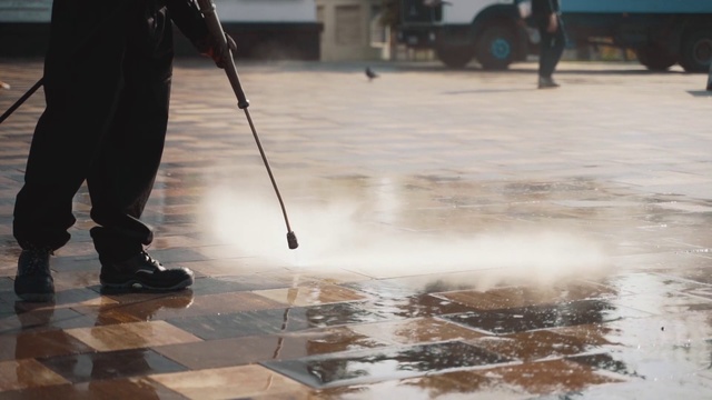 Video Reference: Water, Floor, Flooring, Cleanliness, Asphalt, Reflection, Concrete, Road surface, Street sweeper