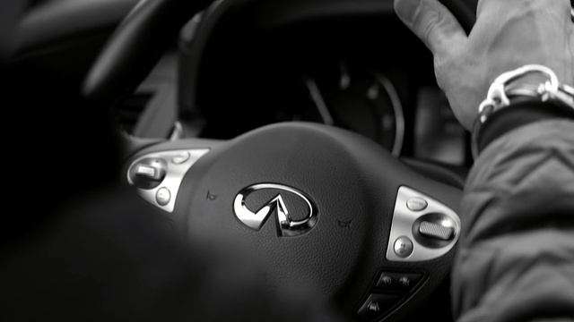 Video Reference: car, motor vehicle, steering wheel, black, steering part, vehicle, black and white, automotive design, automotive tire, photography