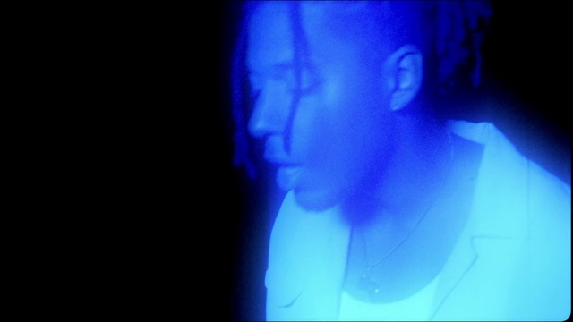 Video Reference: Blue, Light, Electric blue, Human, Performance, Darkness, Technology, Jaw, Photography, Neck
