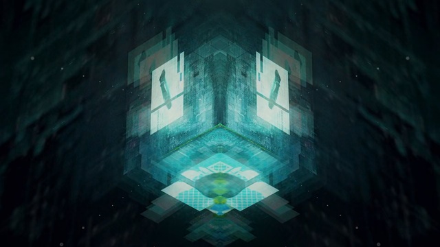 Video Reference: Blue, Symmetry, Turquoise, Darkness, Design, Fractal art, Space, Graphics, Graphic design, Photography, Person