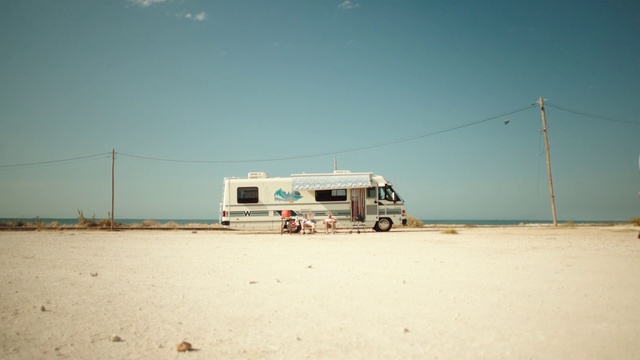 Video Reference: Motor vehicle, Transport, Mode of transport, Sky, Vehicle, Landscape, RV, Vacation, Beach, Car
