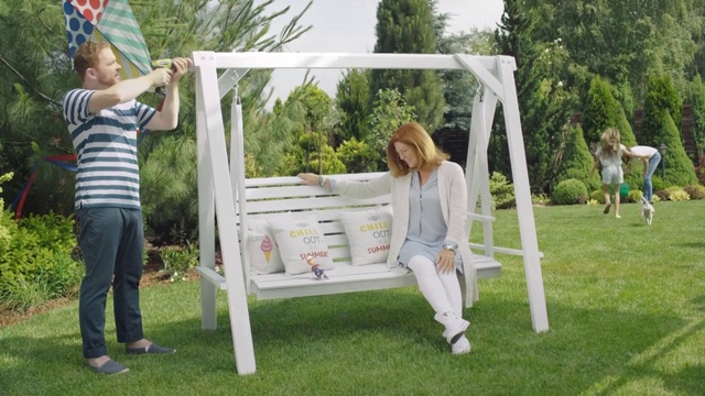 Video Reference: Swing, Outdoor play equipment, Tree, Grass, Yard, Plant, Backyard, Leisure, Games, Play