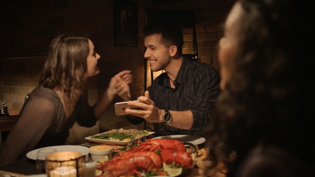 Video Reference: lobster, dinner, food, meal, crustacean, restaurant, lunch, Person