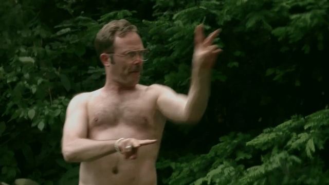 Video Reference: barechestedness, man, male, muscle, jungle, grass, tree, trunk, finger, chest