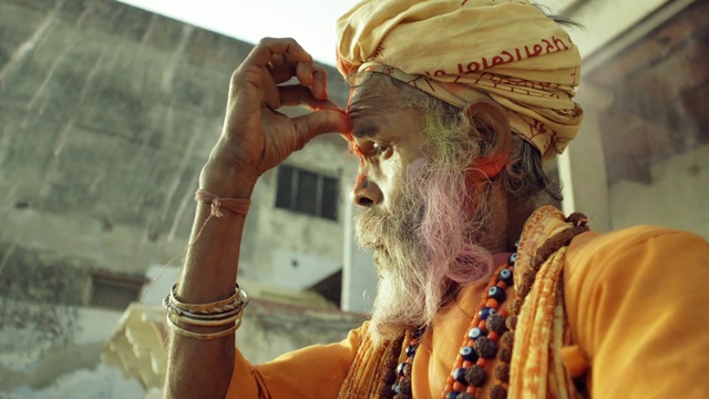 Video Reference: ritual, tradition, religion, temple, facial hair, human