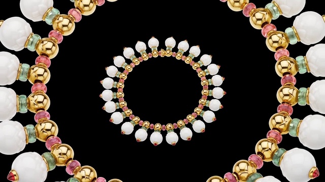 Video Reference: Jewellery, Fashion accessory, Necklace, Gemstone, Circle, Pearl, Magenta, Body jewelry, Pattern, Art