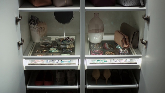 Video Reference: Room, Refrigerator, Furniture, Cupboard, Shelf, Collection, Hutch, Display case, Cabinetry