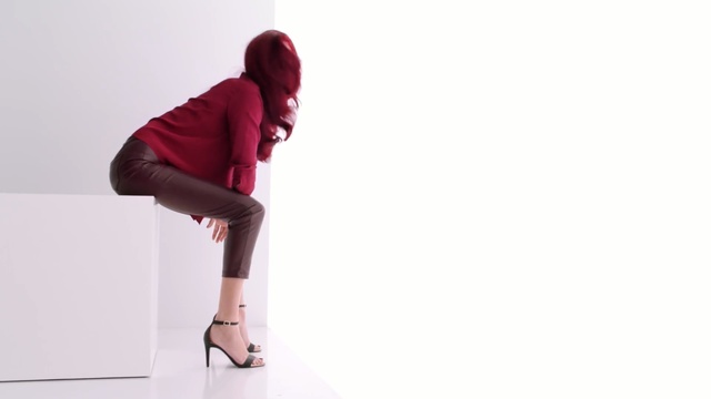 Video Reference: White, Red, Clothing, Standing, Pink, Fashion, Magenta, Footwear, Leg, Shoulder, Person