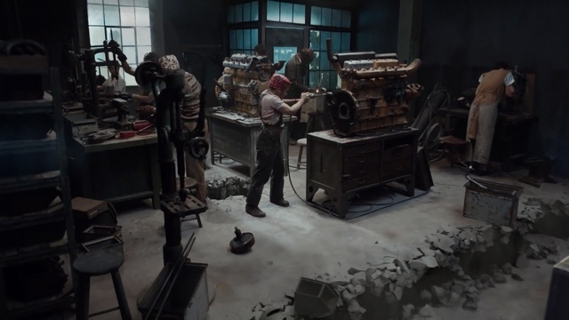 Video Reference: man, men, work, service, low light, engine, garage 