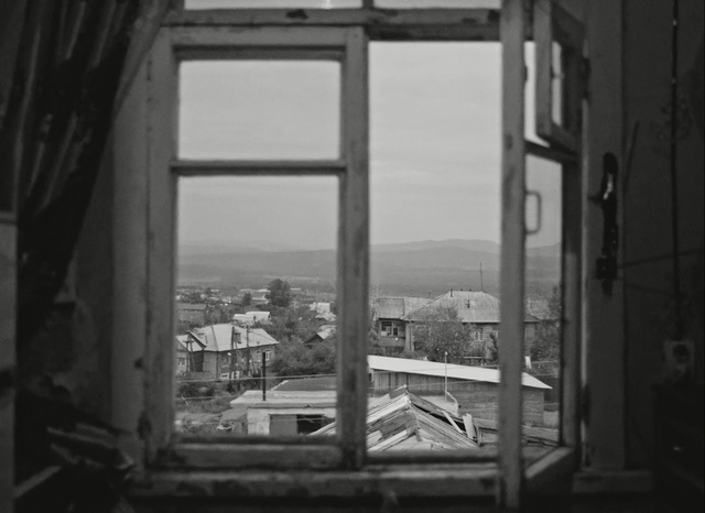 Video Reference: black and white, monochrome photography, window, structure, photography, sky, monochrome, house, building, angle, Person