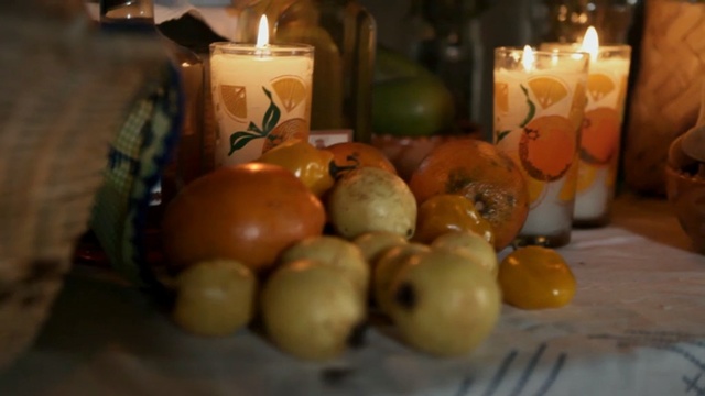 Video Reference: Food, Candle, Lighting, Fruit, Still life, Still life photography, Vegetarian food, Table, Plant, Vegetable, Person