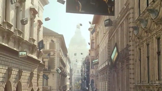 Video Reference: town, landmark, neighbourhood, street, metropolis, city, building, alley, facade, pedestrian, Person