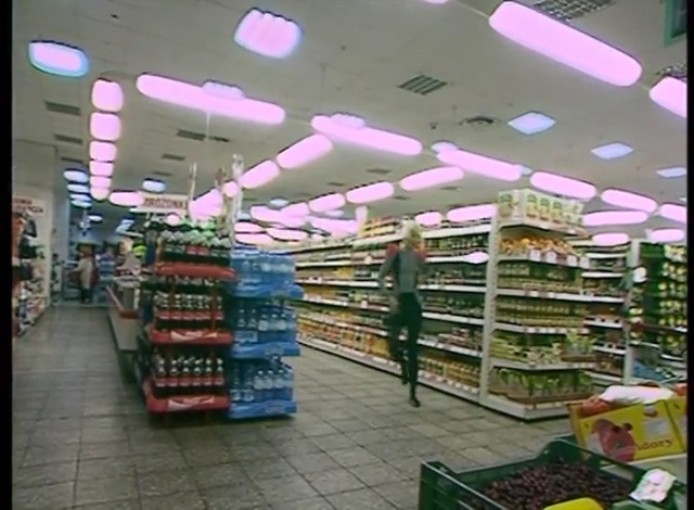 Video Reference: Supermarket, Convenience store, Retail, Building, Grocery store, Aisle, Outlet store, Interior design, Person