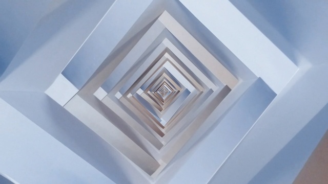Video Reference: Blue, Symmetry, Ceiling, Line, Pattern, Architecture, Daylighting, Square, Triangle, Person