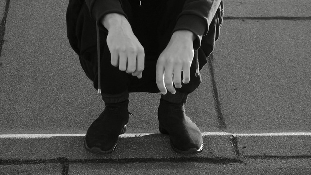 Video Reference: footwear, white, black, photograph, black and white, shoe, leg, monochrome photography, photography, standing