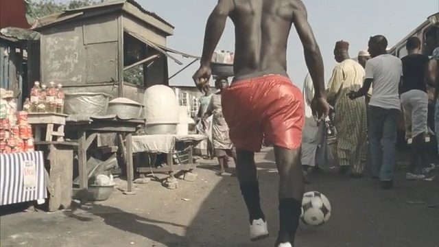 Video Reference: Barechested, Male, Street football, Ball, Leg, Muscle, Freestyle football, Soccer, Person