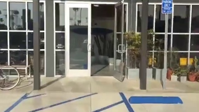 Video Reference: Door, Building, Glass, Floor, Architecture, Real estate, Flooring, Facade, Metal, House