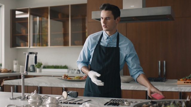 Video Reference: Cook, Chef, Cooking, Room, Food, Kitchen, Cooking show, Cuisine, Finger food, Chief cook, Person