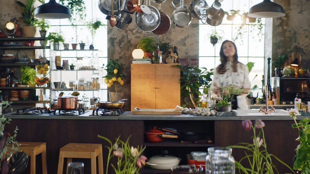 Video Reference: Room, Building, Interior design, Brunch, Houseplant, Floristry, Furniture, Home, House, Table