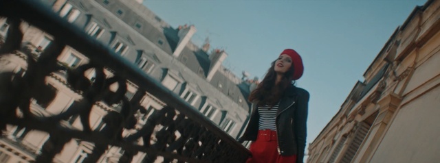Video Reference: red, girl, tree, sky, building, Person