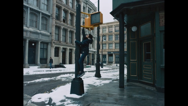 Video Reference: Street, Snapshot, Standing, Snow, Winter, Statue, Sculpture, Architecture, Pedestrian, Window, Person