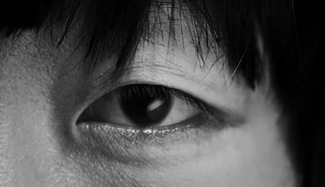 Video Reference: eyebrow, face, eye, black, black and white, nose, eyelash, monochrome photography, close up, forehead