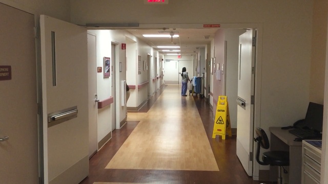 Video Reference: floor, flooring, hospital, hall, door
