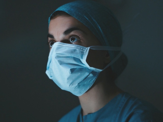 Video Reference: surgeon, chin, medical, medical equipment, medical glove, service, Person