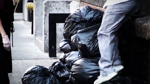 Video Reference: Bin bag, Sitting, Photography, Leather, Jacket, Street, Begging