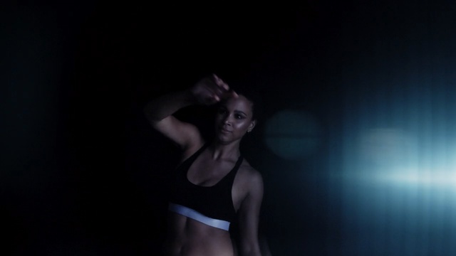 Video Reference: blue, black, beauty, darkness, light, photography, girl, model, human body, muscle, Person