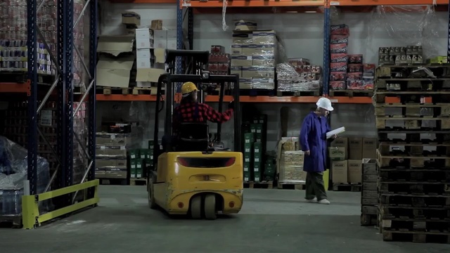 Video Reference: Forklift truck, Warehouse, Warehouseman, Transport, Mode of transport, Factory, Vehicle, Person