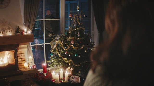 Video Reference: christmas, christmas decoration, event, lighting, darkness, christmas tree, home, decor, tradition, night, Person