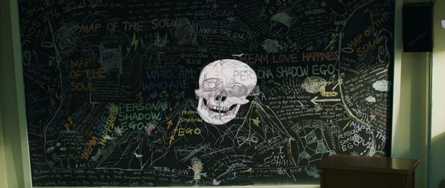 Video Reference: Skull, Art, Illustration, Bone, Visual arts, Fiction, Indoor, Sitting, Table, Black, Laying, Cat, Man, Text, Drawing