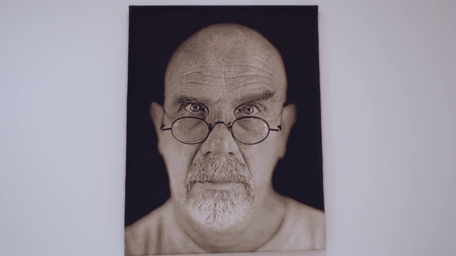 Video Reference: Face, Head, Forehead, Chin, Art, Glasses, Moustache, Portrait, Self-portrait, Visual arts