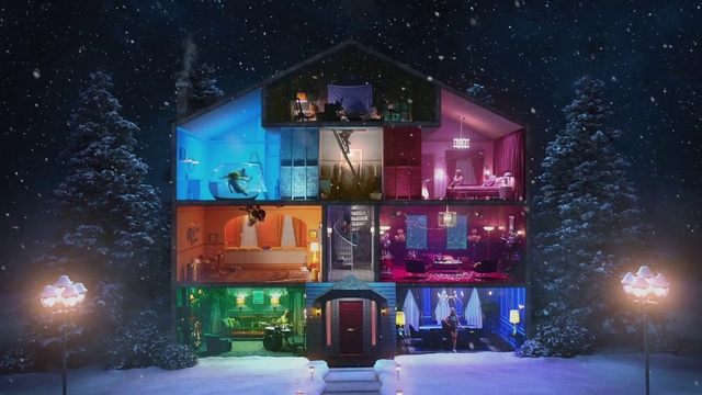 Video Reference: Light, Architecture, House, Lighting, Winter, Sky, Night, Building, Design, Snow