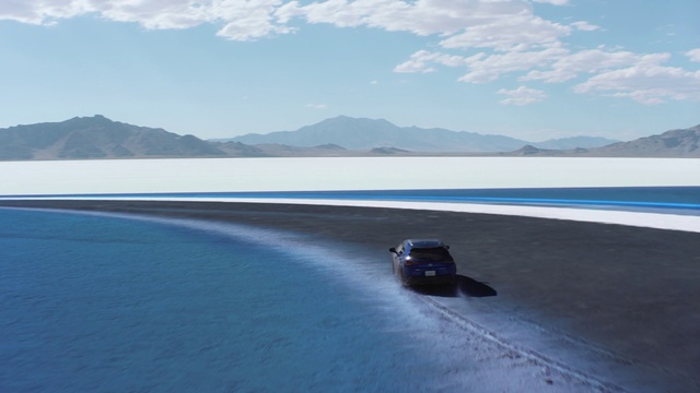 Video Reference: Vehicle, Sky, Race track, Car, Asphalt, Automotive design, Calm, Performance car, Sea, Landscape