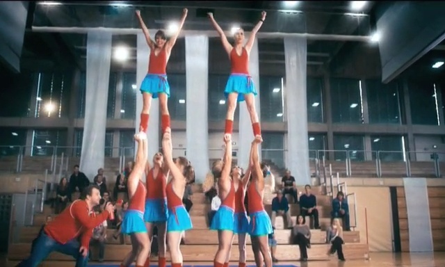 Video Reference: sport venue, cheerleading, performance, sports, competition, cheering, physical fitness, dancer, competition event, team sport