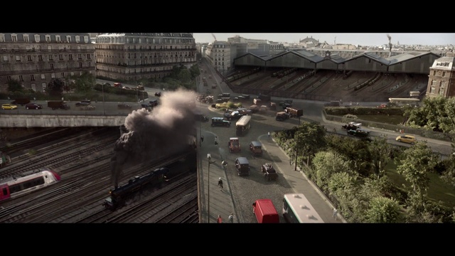 Video Reference: Transport, Mode of transport, Urban area, Pc game, Landscape, Vehicle, Metropolitan area, Screenshot, Road, Photography, Train, Track, Building, Bridge, Coming, Traveling, Going, Riding, Large, Smoke, Engine, Steam, City, Man, Station, Truck, White, Red, Air, Board, Kitchen, Street, Car, Text, Land vehicle