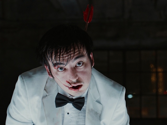 Video Reference: red, mouth, organ, fun, darkness, blood, smile, zombie, fictional character, girl, Person
