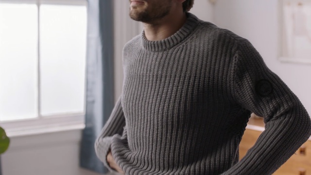 Video Reference: sweater, shoulder, sleeve, outerwear, neck, textile, knitting, woolen, top, wool